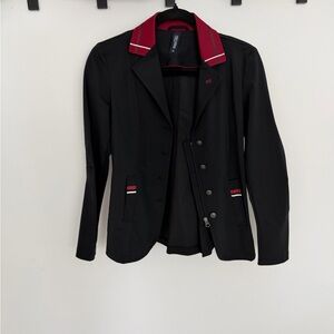 Women's Black Blazer with Burgundy Trim